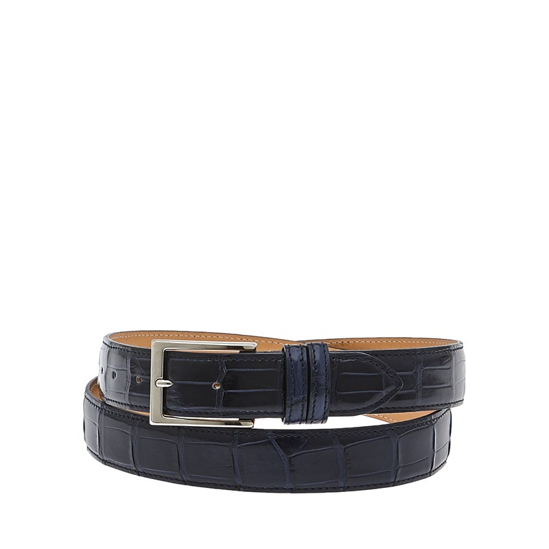 Blue crocodile leather belt, Pelletteria Fratelli Bochicchio - IT'S TUSCANY